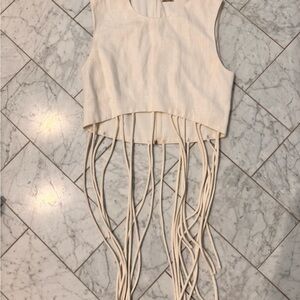 Alexis Cream Fringe Crop Top